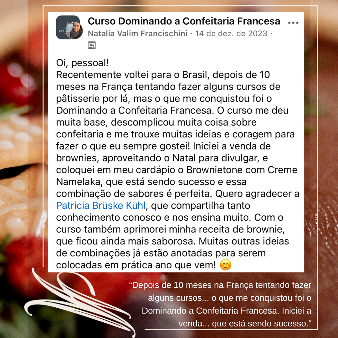 Depoimento de aluna que voltou da França e iniciou as vendas com sucesso